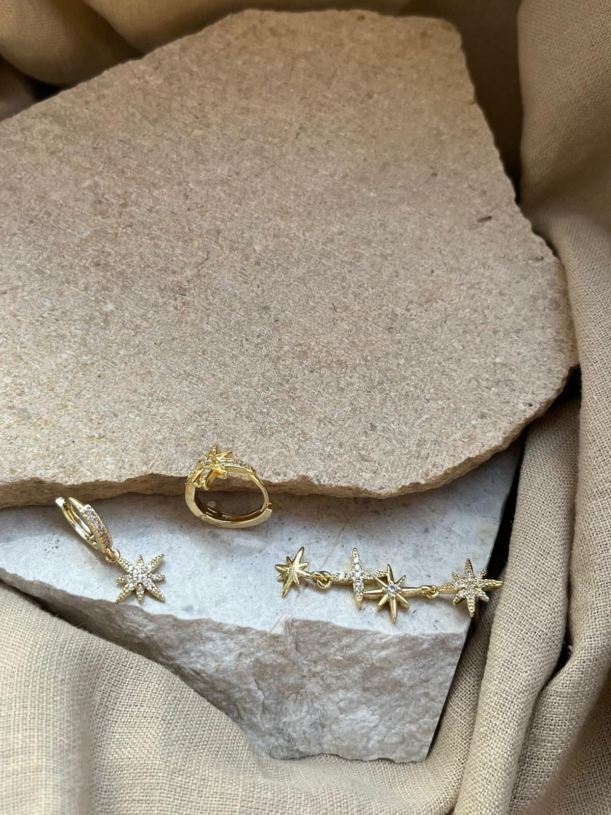 YSX Jewelry Yıldızlı Üçlü Küpe Seti