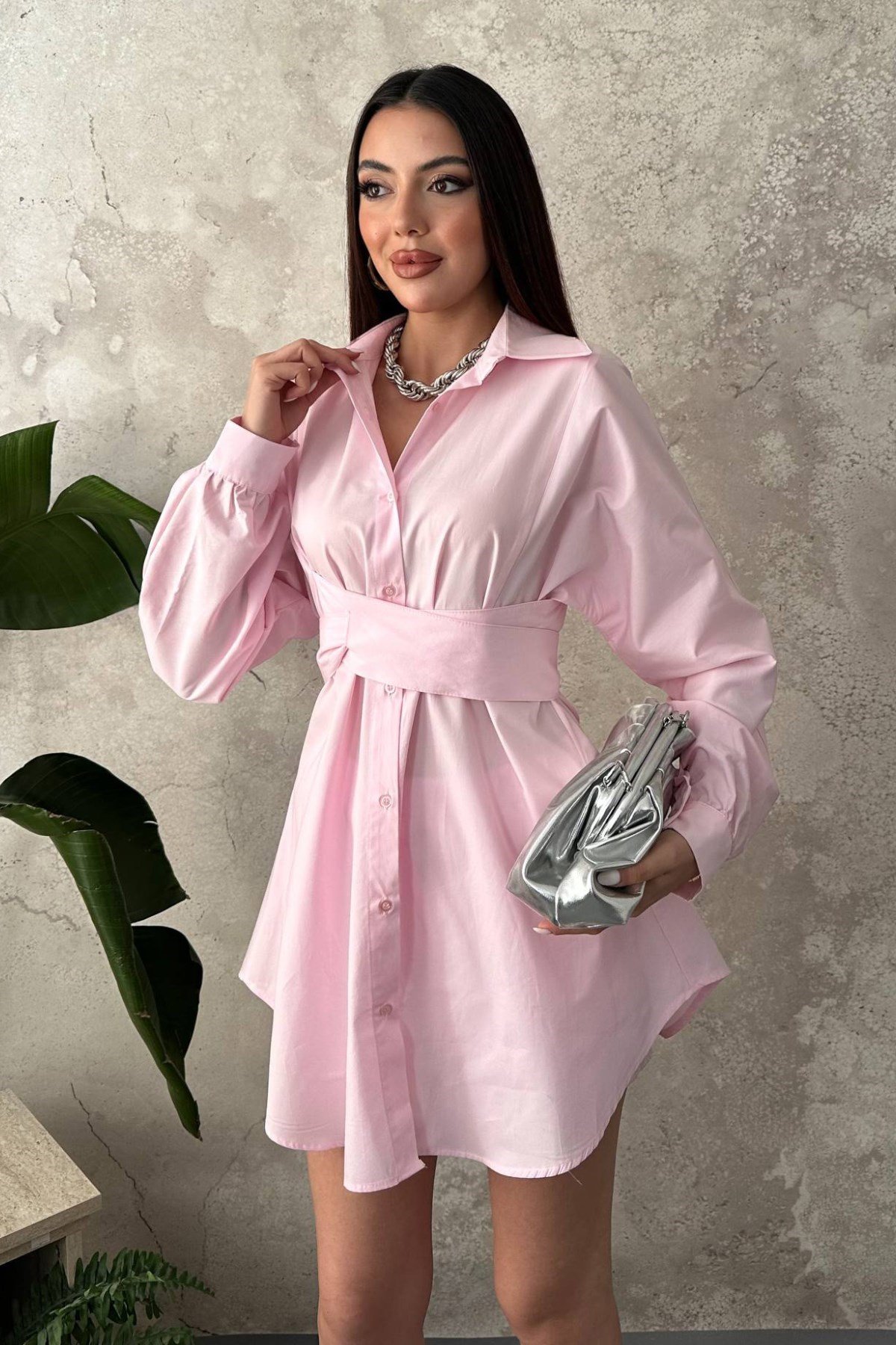 Pembe Belden Kuşaklı İkili Takım