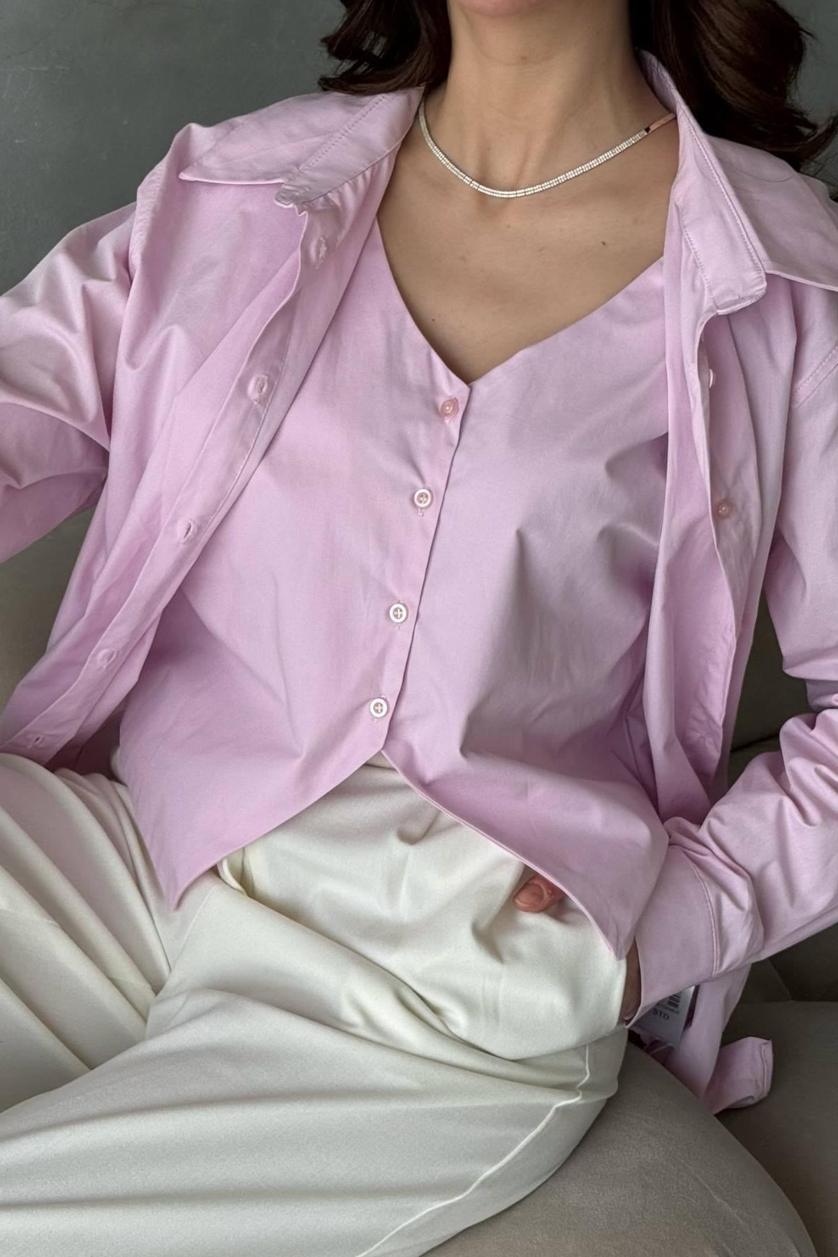 Pembe Yelekli Gömlek