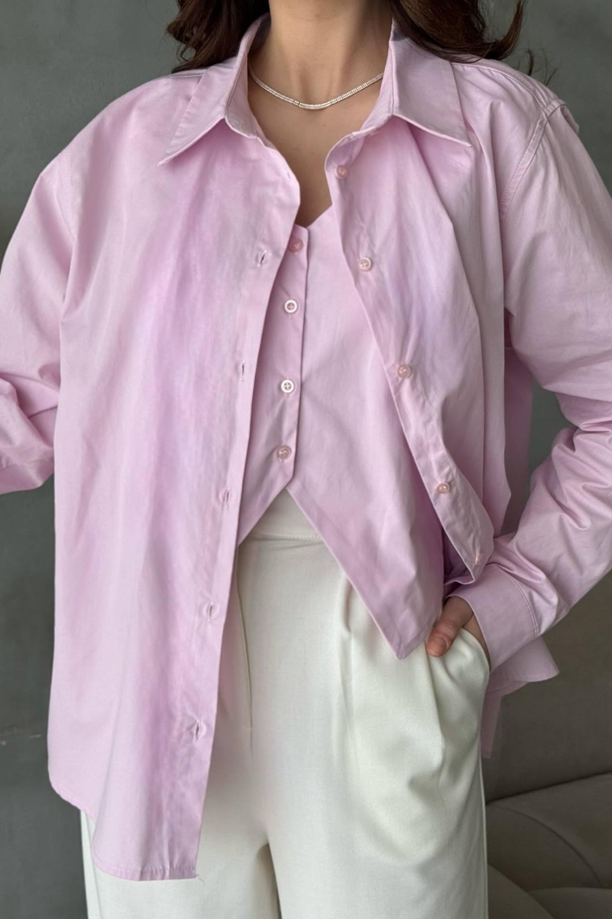 Pembe Yelekli Gömlek