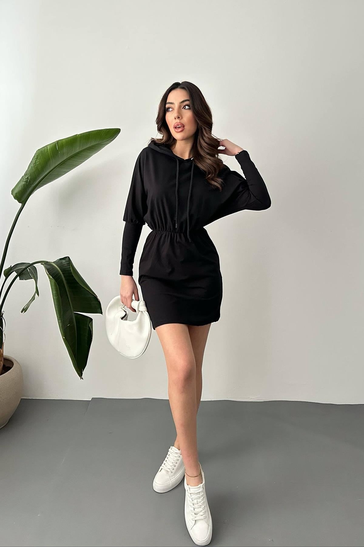 Siyah Sweatshirt Spor Elbise