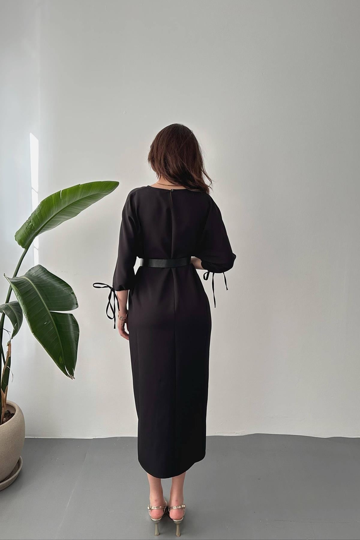 Siyah Topshop Yırtmaçlı Elbise