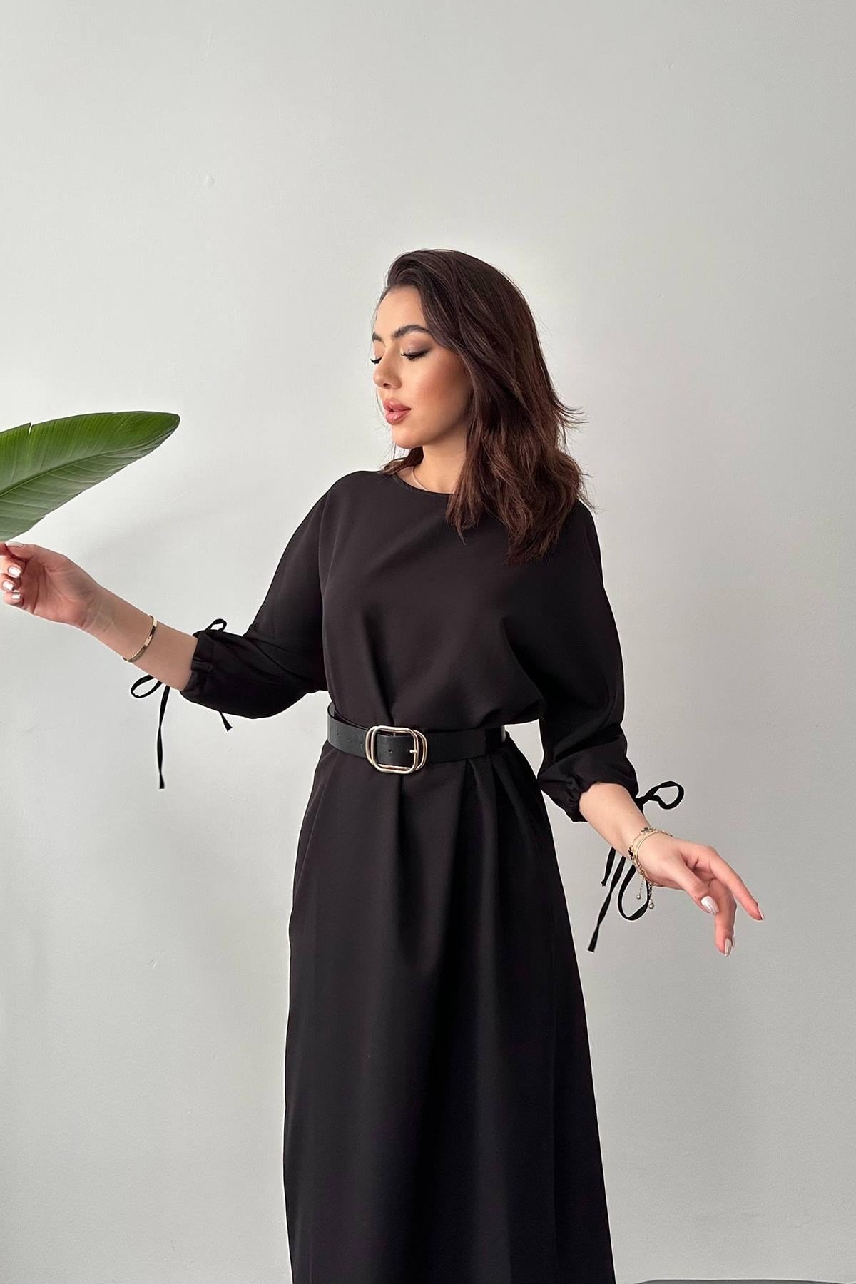 Siyah Topshop Yırtmaçlı Elbise