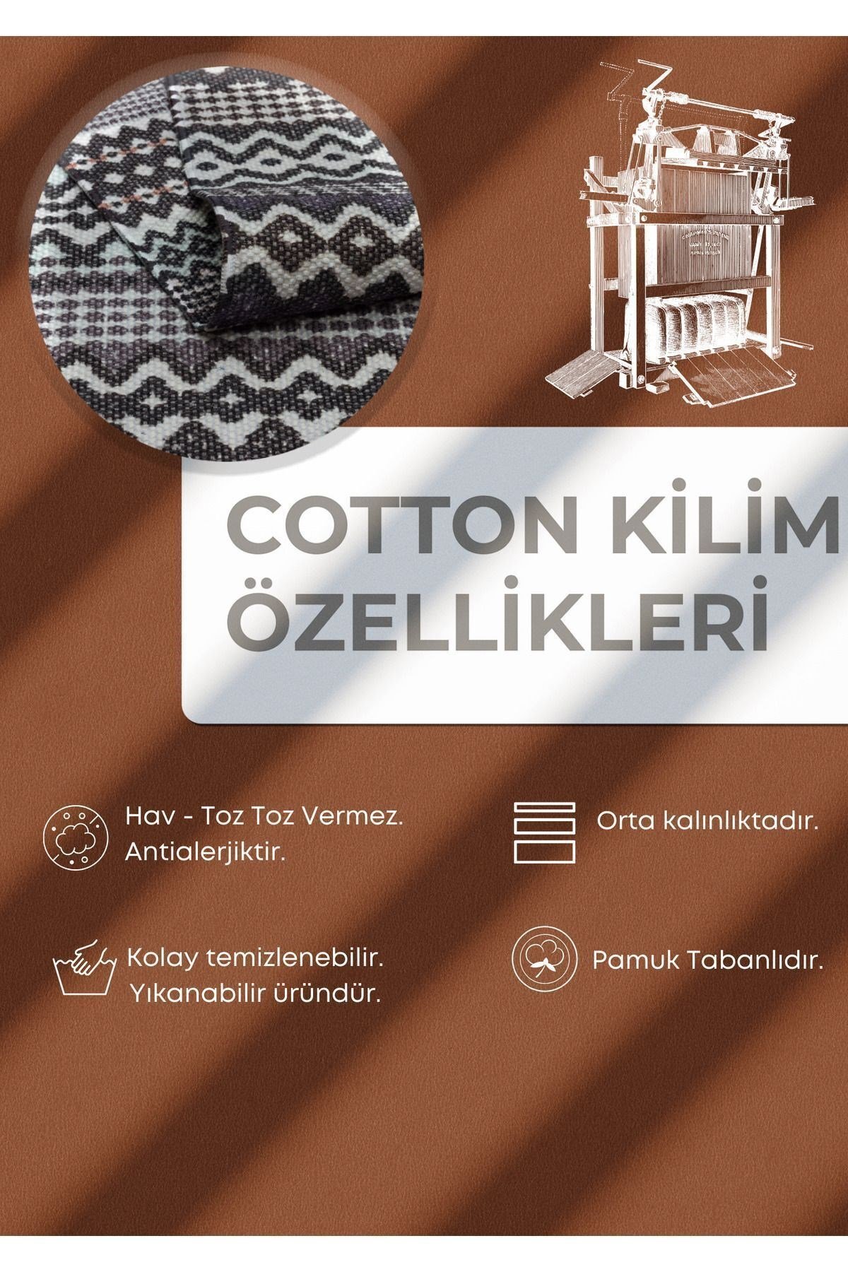 Cotton 66 Iskandinav Modern Soyut Tema Taba Krem Modern Dokuma Kilim