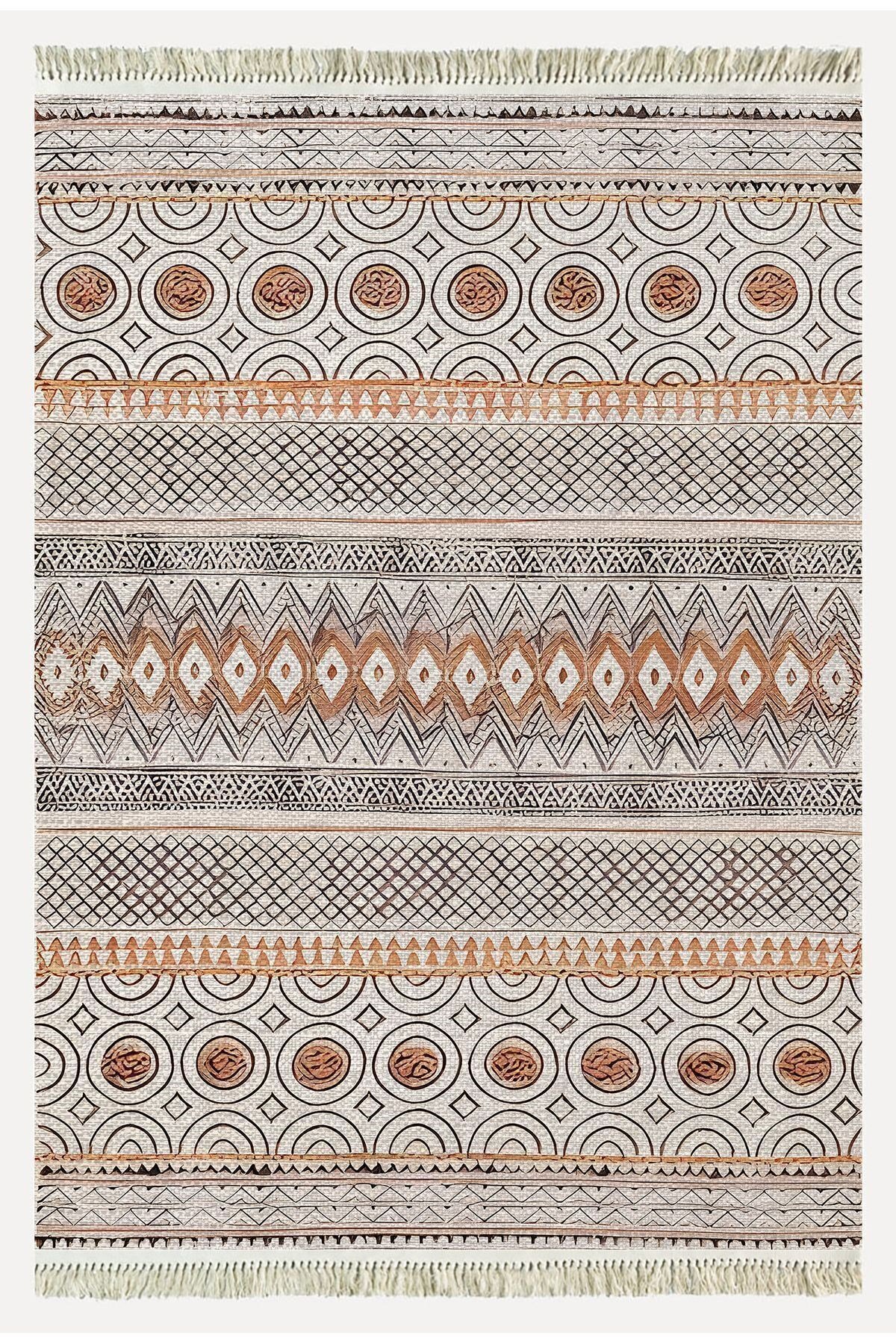 Cotton Kilim67 Multu Iskandinav Motifler Modern Dekoratif Saçaklı Yıkanabilen Dokuma Kilim