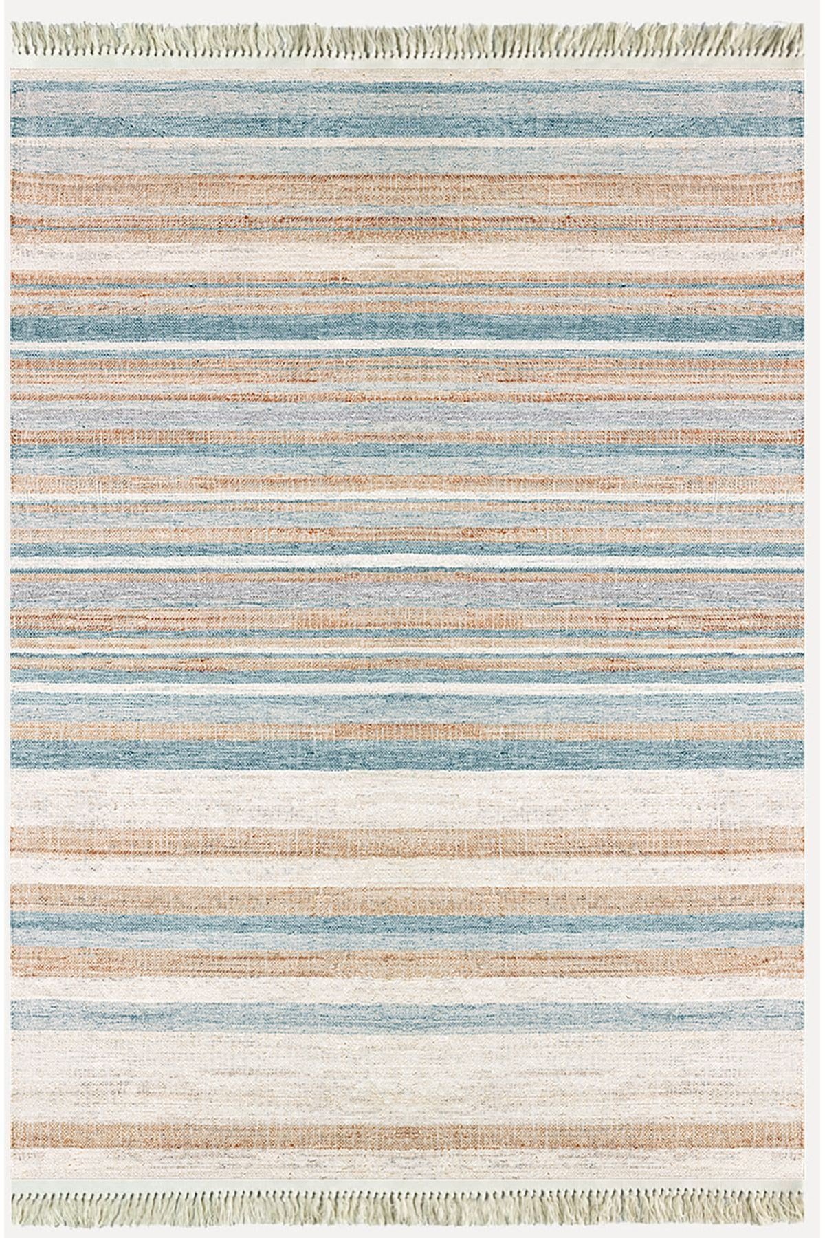 Cotton Serisi Multy Tonlarında Düz Çıtır Çizgili Eskitme Desen Dekoratif Dokuma Taban Kilim