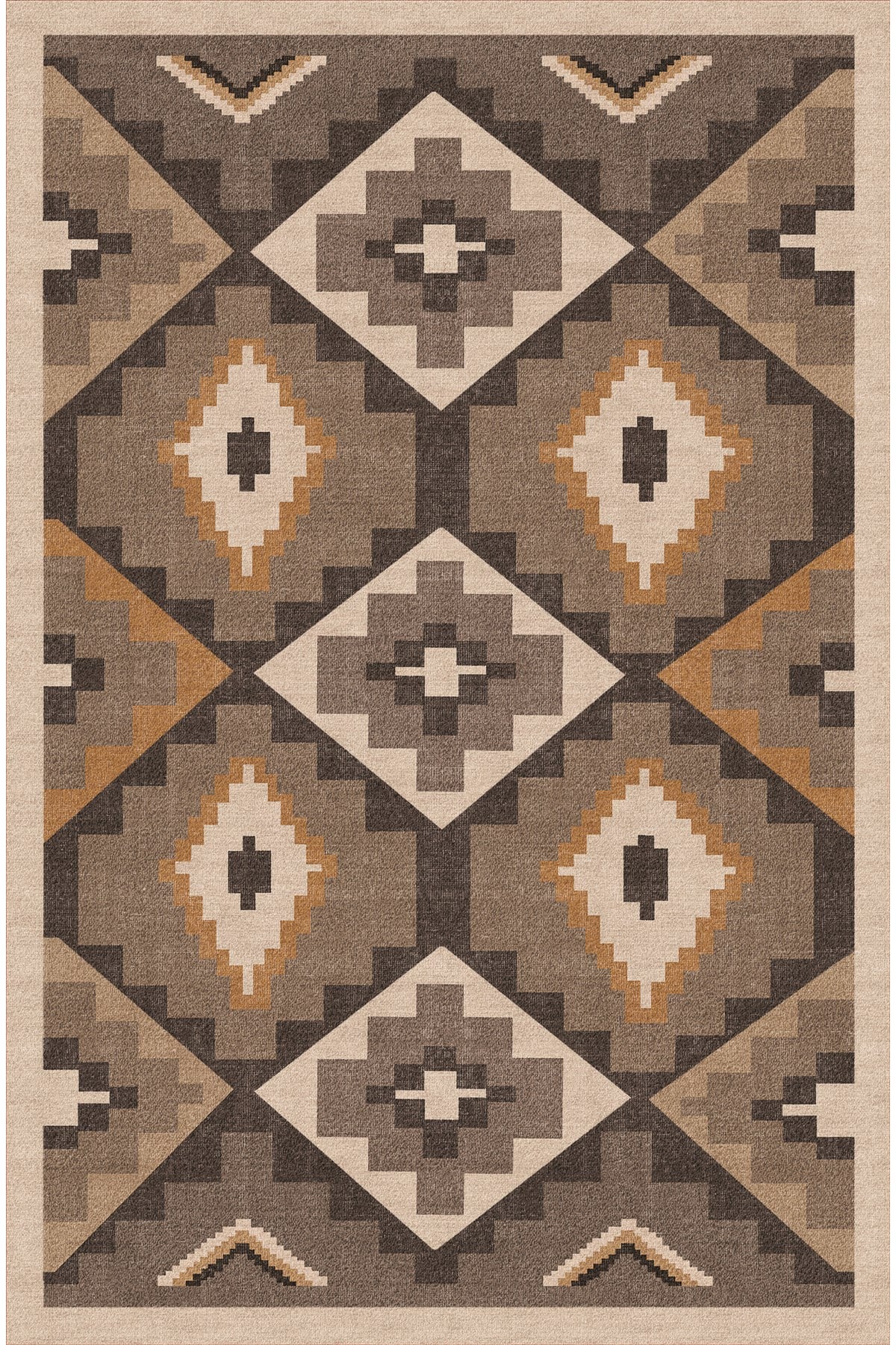 Etnik Kilim Görünümlü Dekoratif Halı Salon, Antre ve Oturma Odası İçin Modern Pamuk Taban Halı 2329