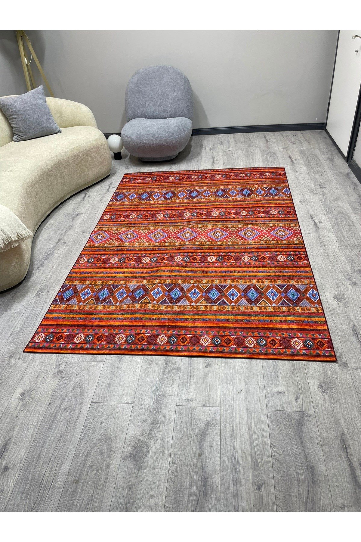 Outlet Dijital Baskılı Oturma Odası, Salon, Pamuk Taban Halı