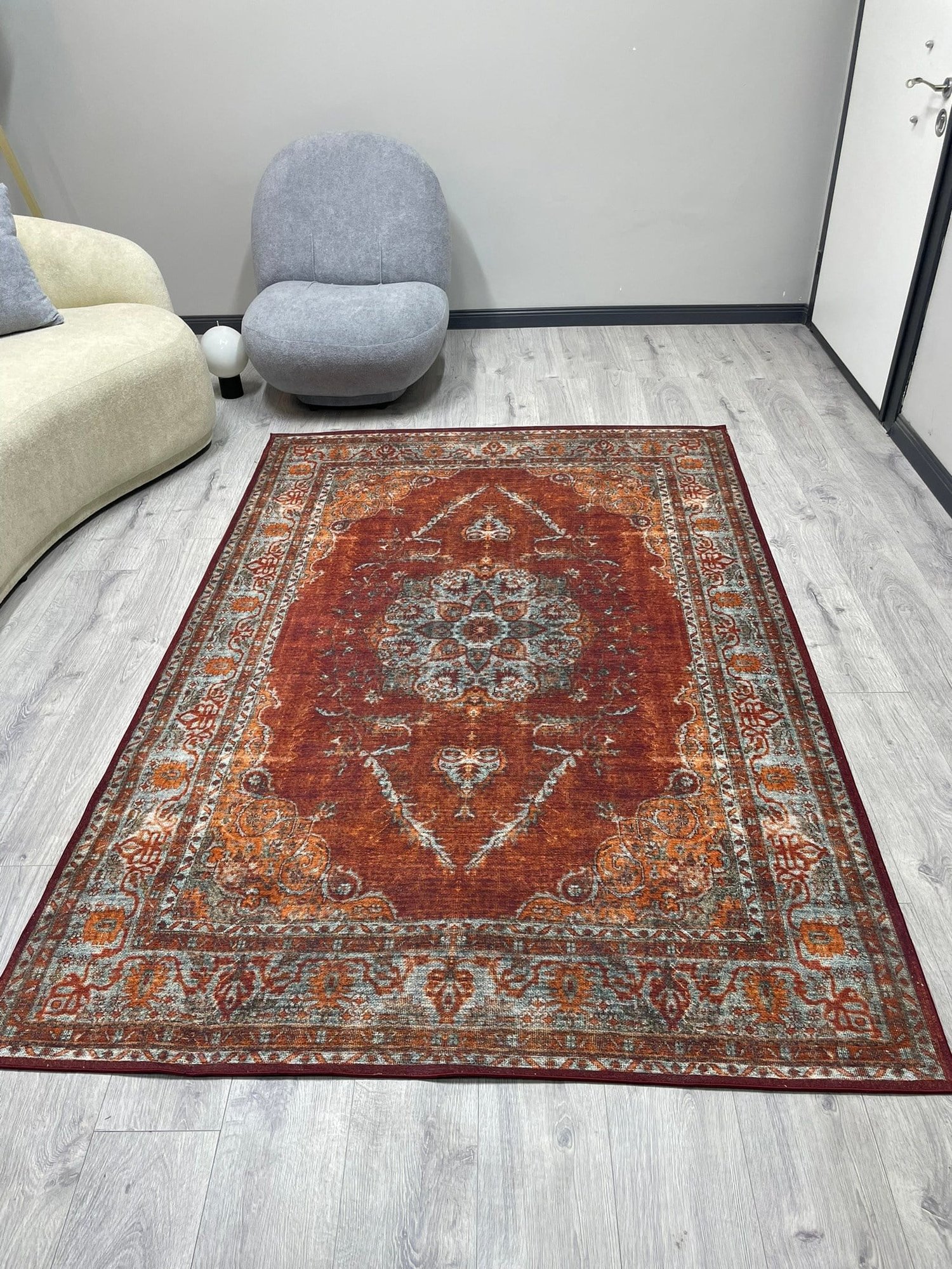 Outlet Dijital Baskılı Oturma Odası, Salon, Pamuk Taban Halı