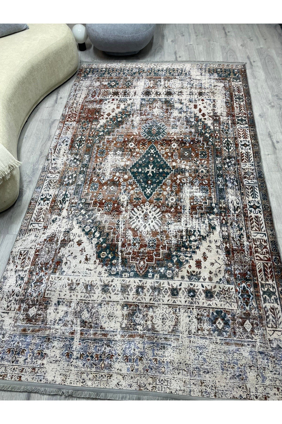 Outlet Dijital Baskılı Oturma Odası, Salon, Pamuk Taban Halı