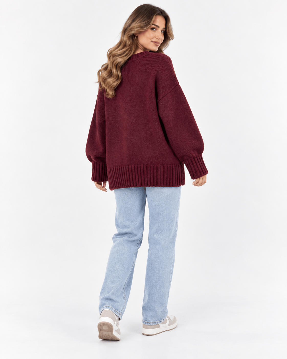 Lily Oversize Triko Kazak-Bordo