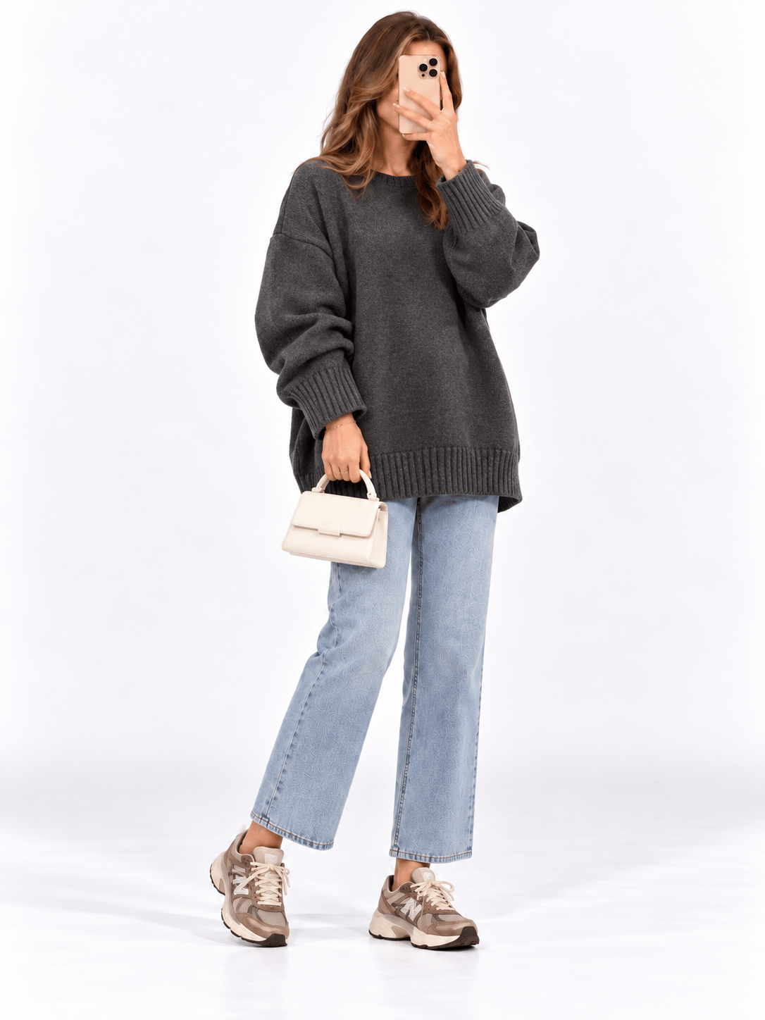 Lily Oversize Triko Kazak-Gri