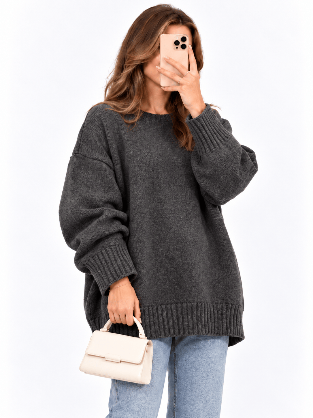 Lily Oversize Triko Kazak-Gri