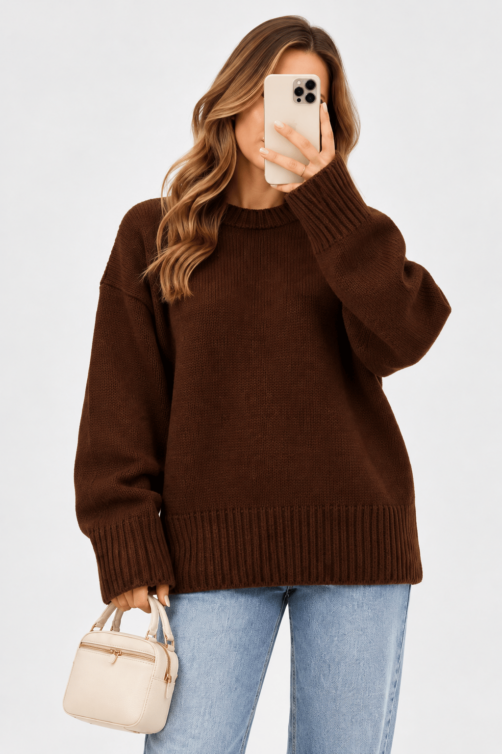 Lily Oversize Triko Kazak-Kahverengi 