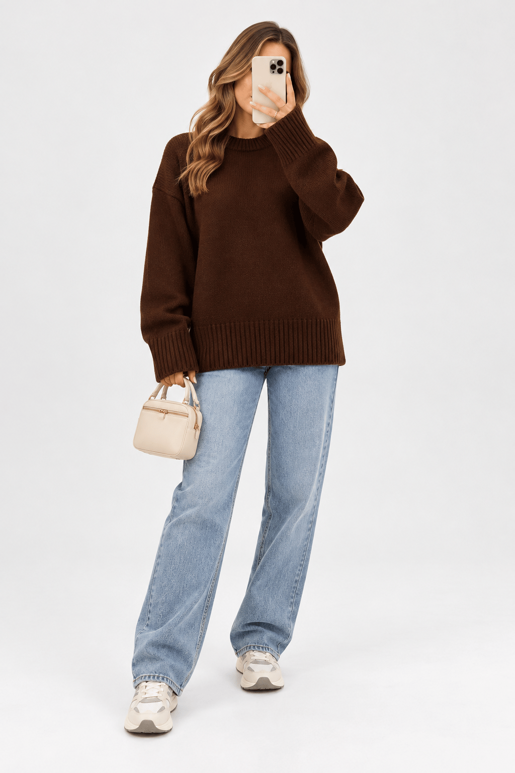 Lily Oversize Triko Kazak-Kahverengi 