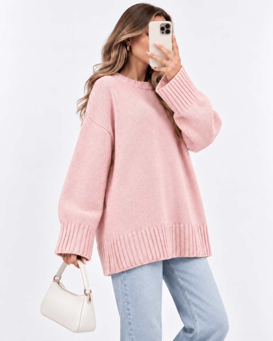 Lily Oversize Triko Kazak-Pembe 