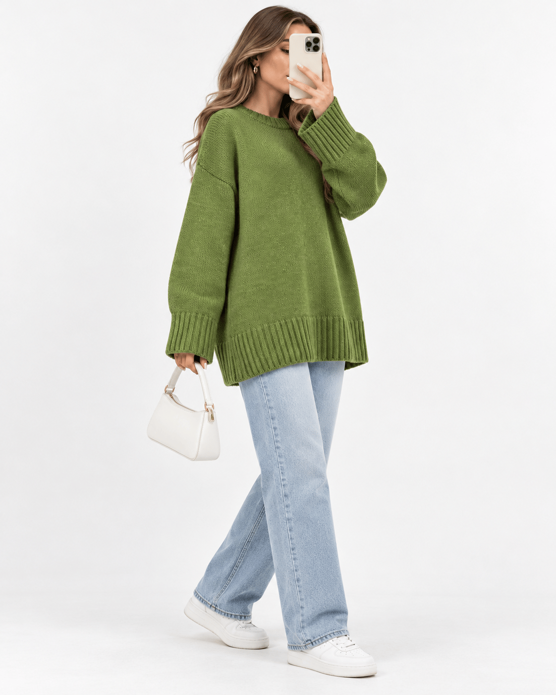 Lily Oversize Triko Kazak-Yeşil