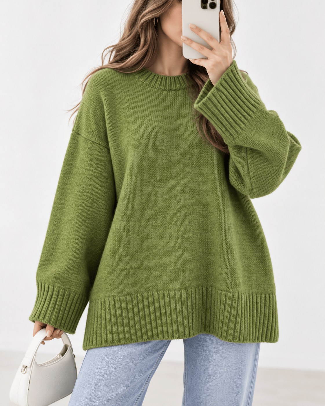 Lily Oversize Triko Kazak-Yeşil