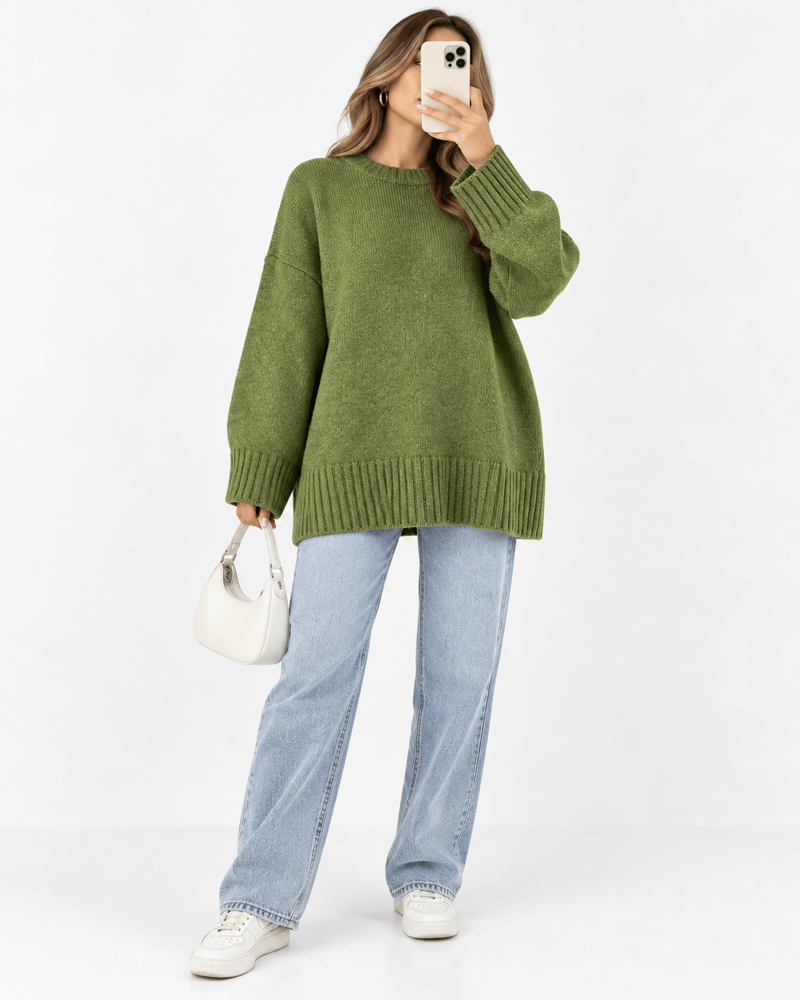 Lily Oversize Triko Kazak-Yeşil