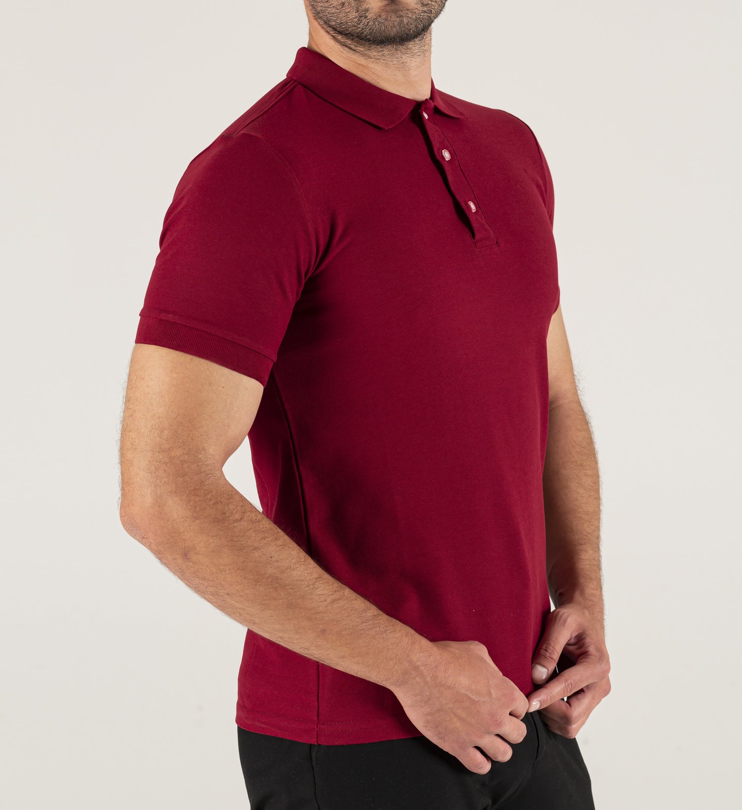 Bordo Polo Yaka Baskılı Lakost Tişört