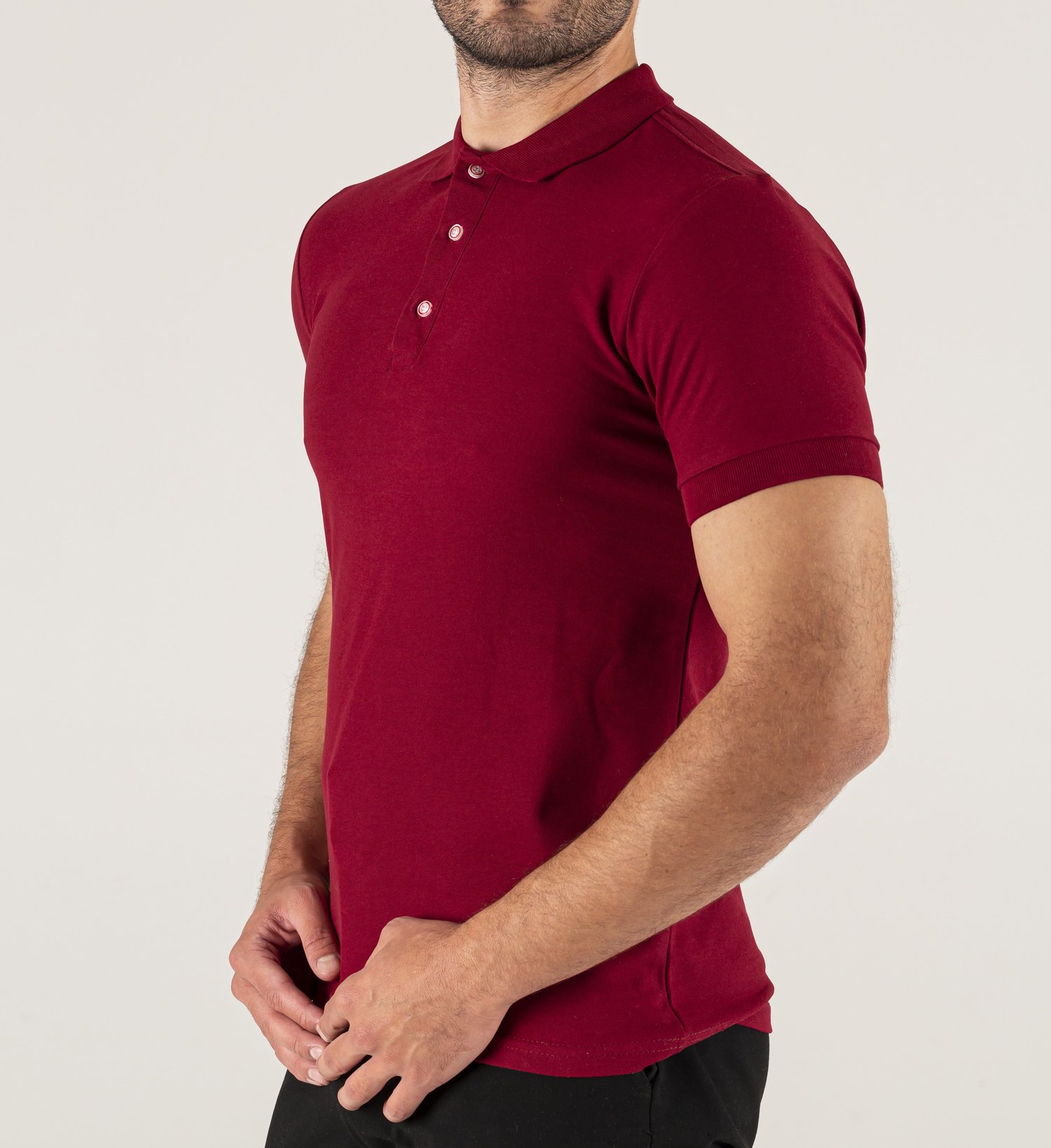 Bordo Polo Yaka Baskılı Lakost Tişört