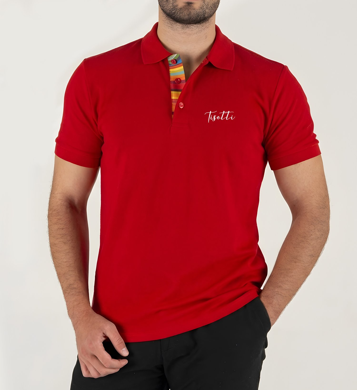 Kırmızı Polo Yaka Dijital Patlı Lakost Tişört