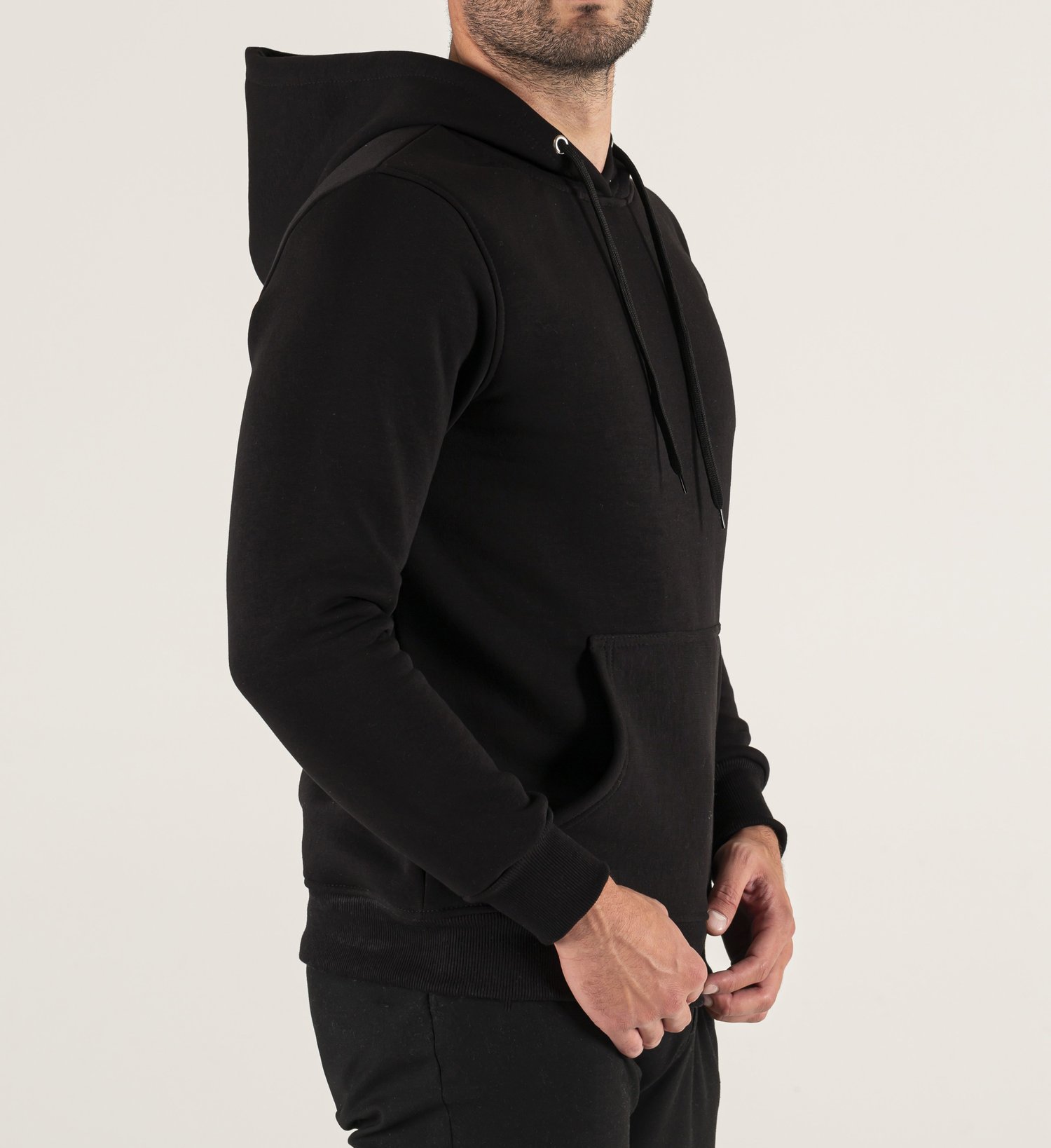 Siyah Kapşonlu Baskılı Hoodie