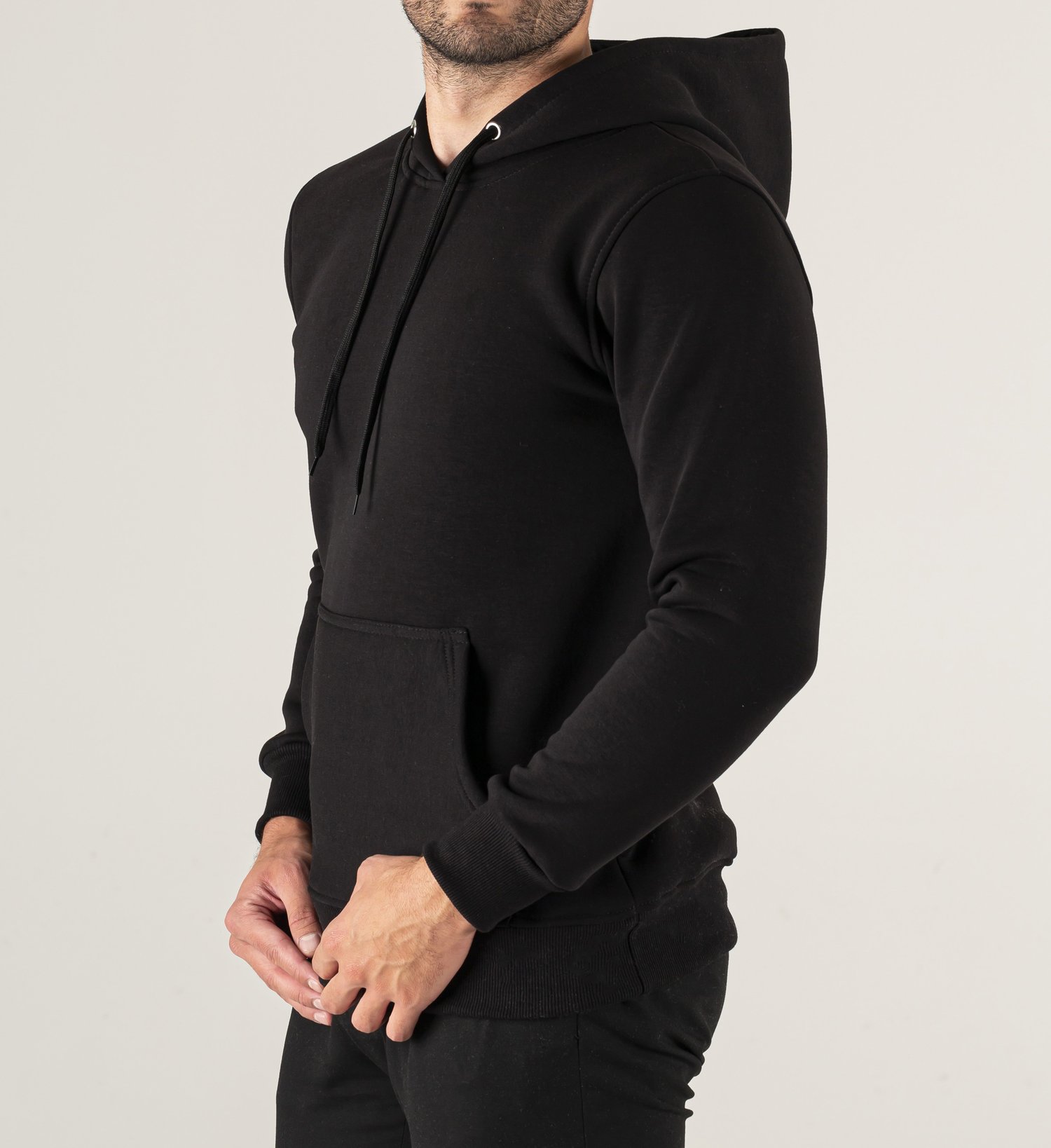 Siyah Kapşonlu Baskılı Hoodie