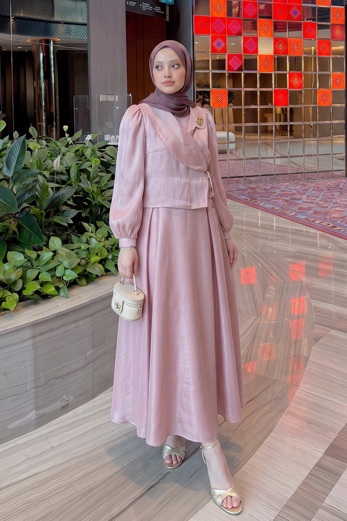 Anvelop Yaka Abiye Elbise - PUDRA