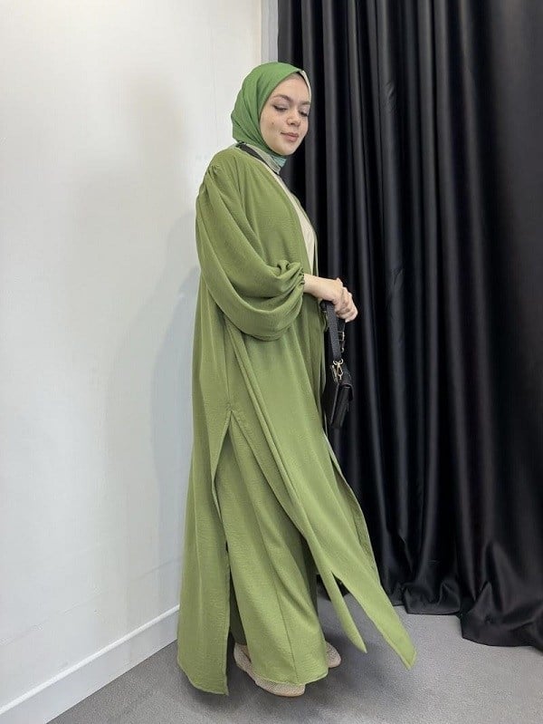 2’ Lİ AYROBİN YIRTMAÇLI ABAYA TAKIM