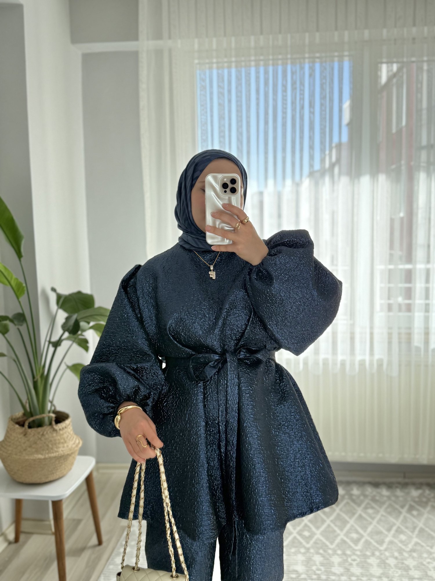 2’Lİ JAKARLI TAFTA ABİYE PANTOLONLU TAKIM