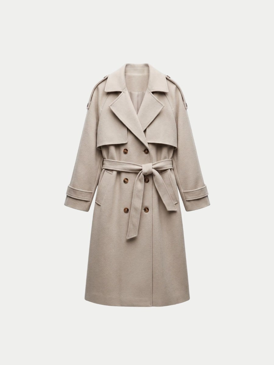 APOLET DETAYLI KAŞE KABAN -TAŞ RENGİ