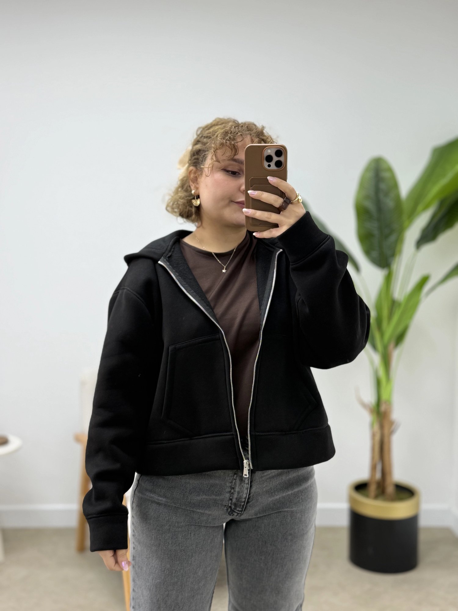 KIŞLIK ŞARDONLU KISA SWEAT HIRKA