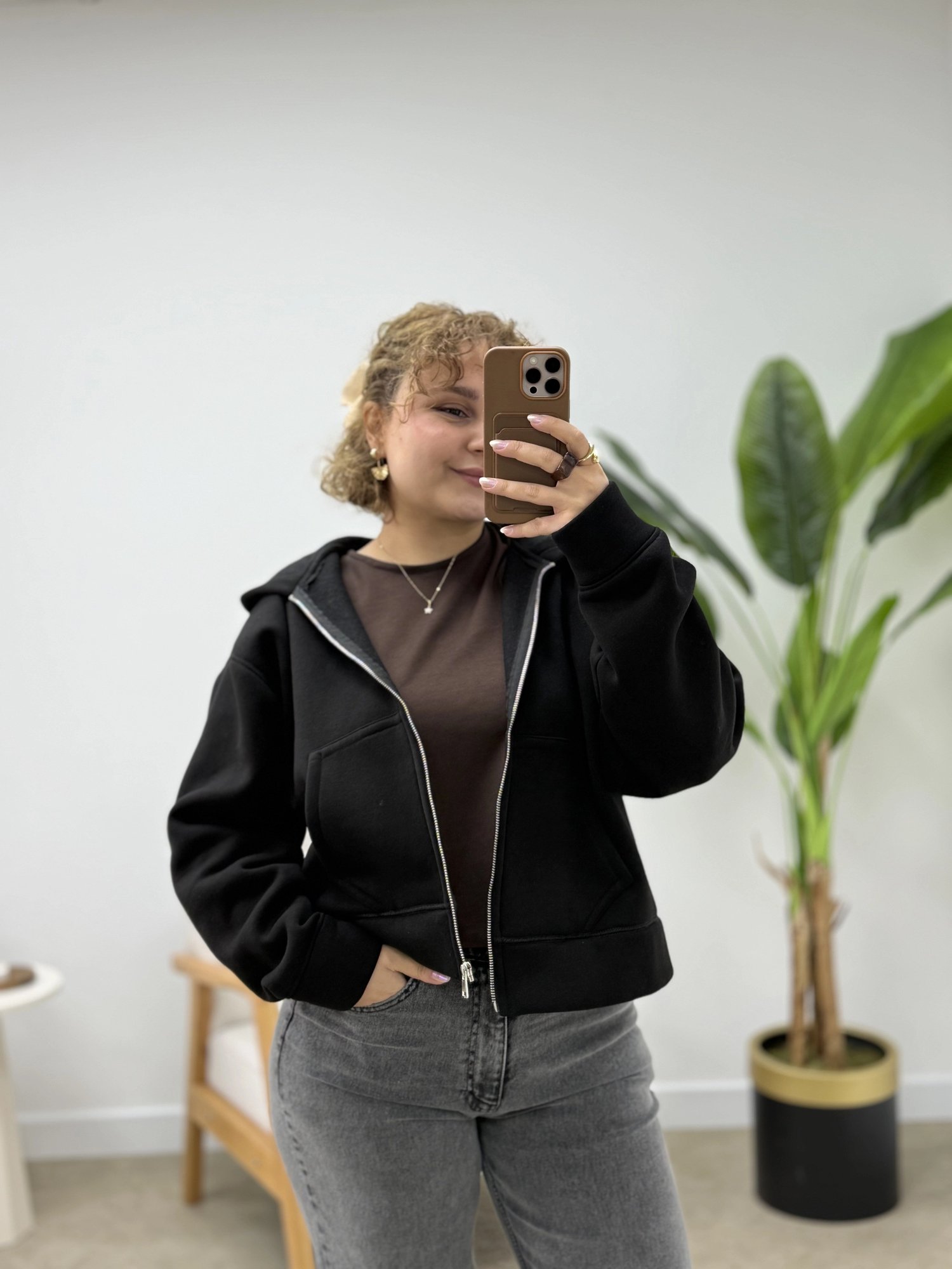 KIŞLIK ŞARDONLU KISA SWEAT HIRKA