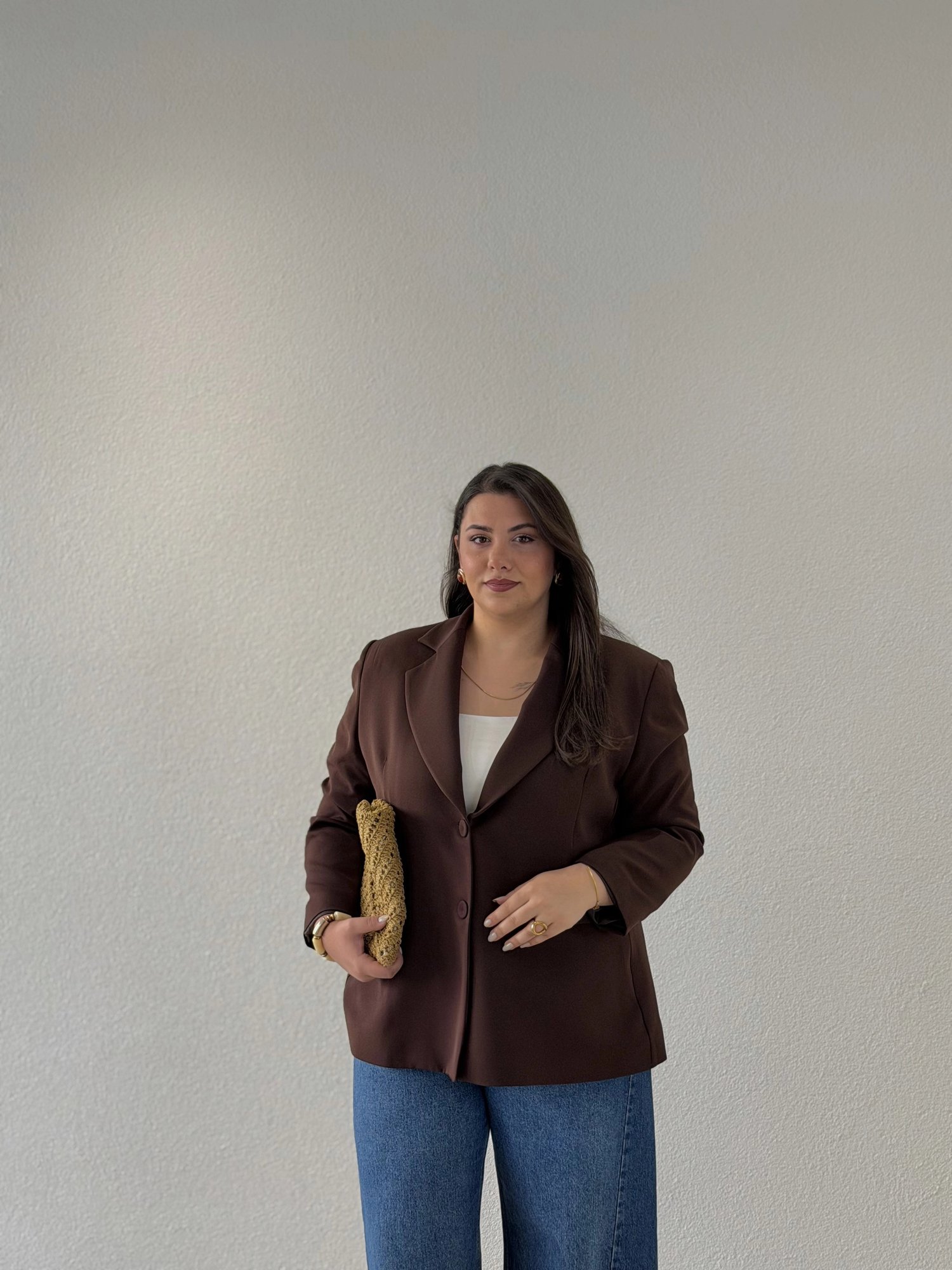 OVERSİZE ASTARLI BLAZER CEKET - ACI KAHVE