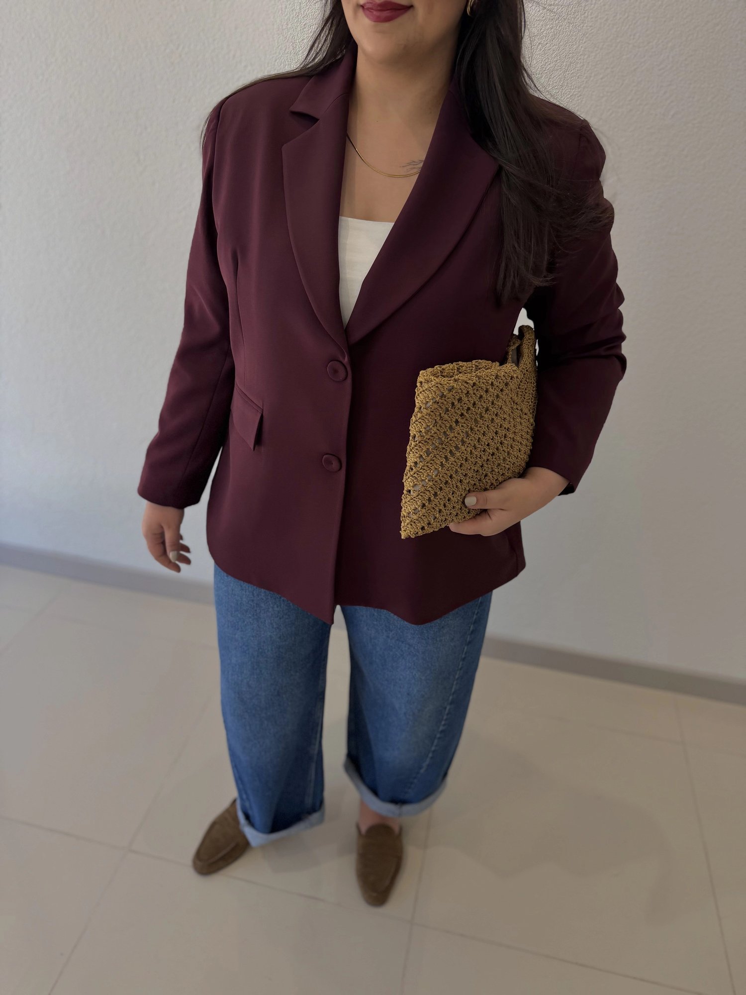 OVERSİZE ASTARLI BLAZER CEKET - ACI KAHVE