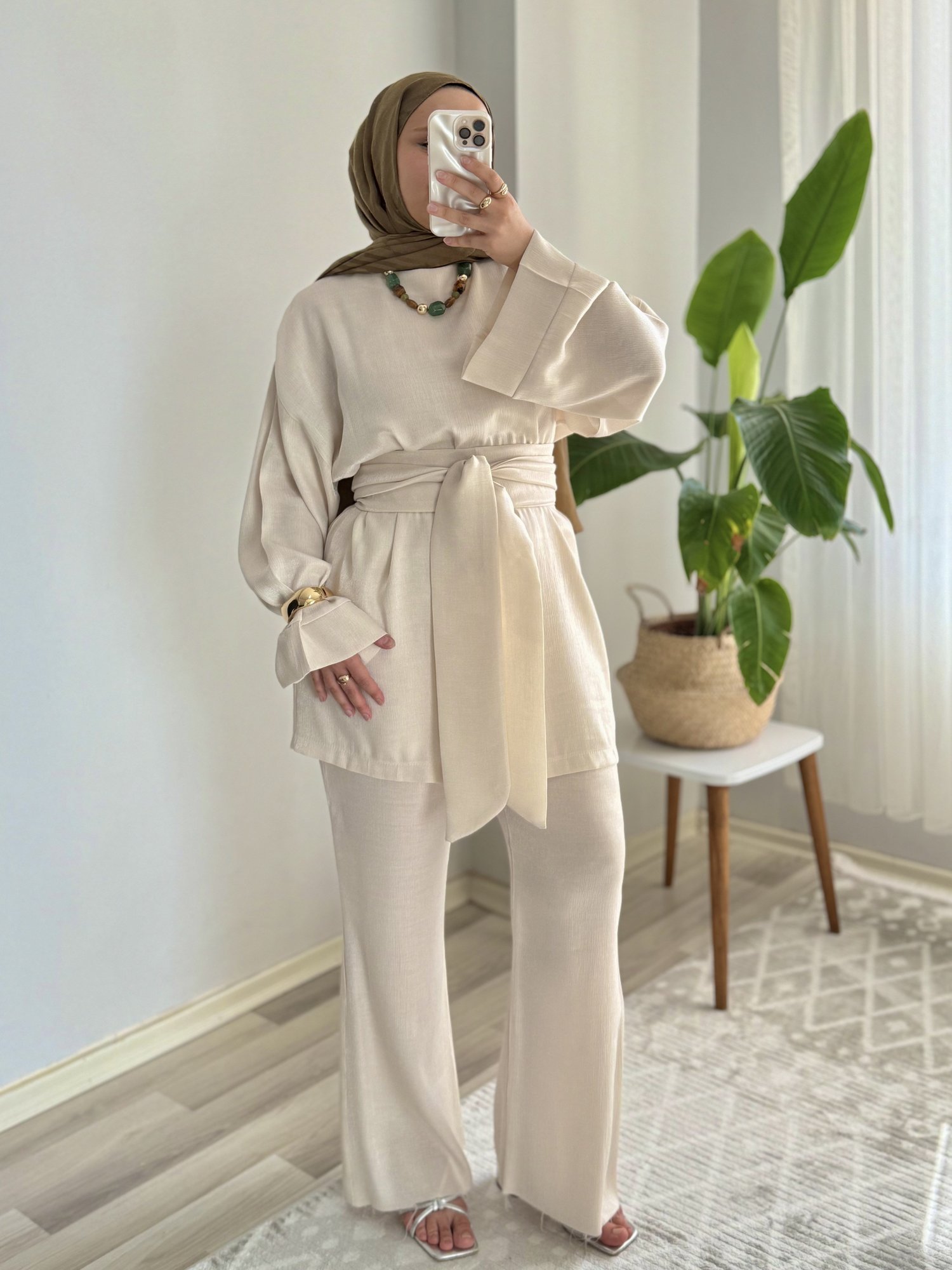 PARLAK KRİNKIL PANTOLON