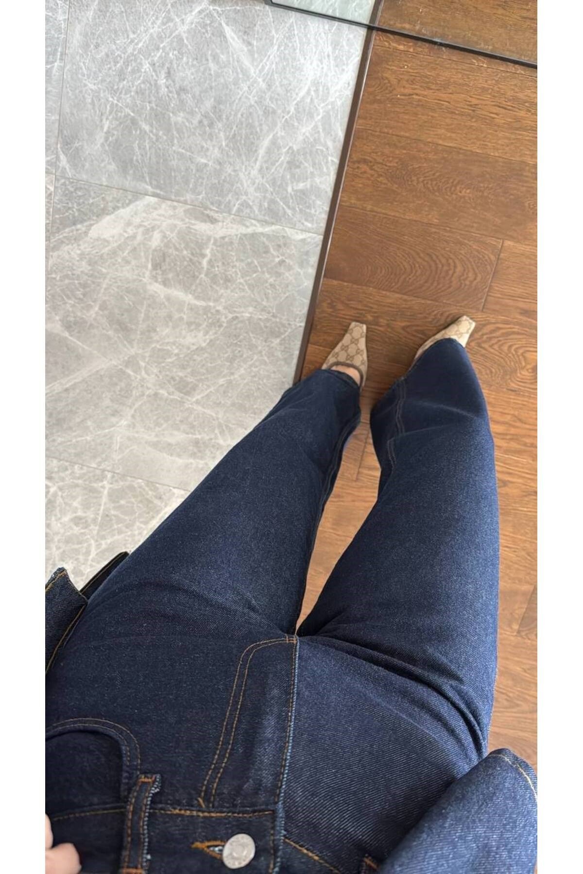 Bağlamalı Lacivert Ceket Pantolon Denim Takım