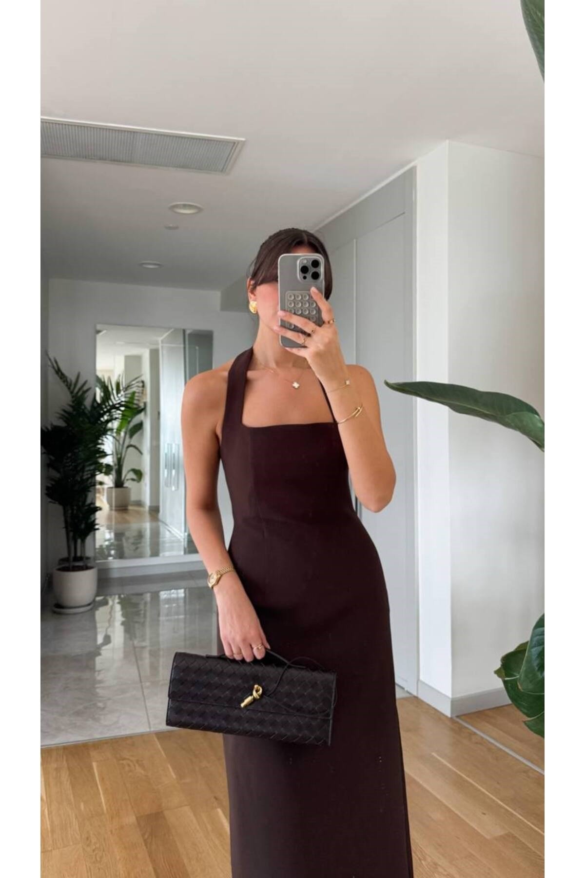 Boyundan Askılı Maxi Kalem Elbise