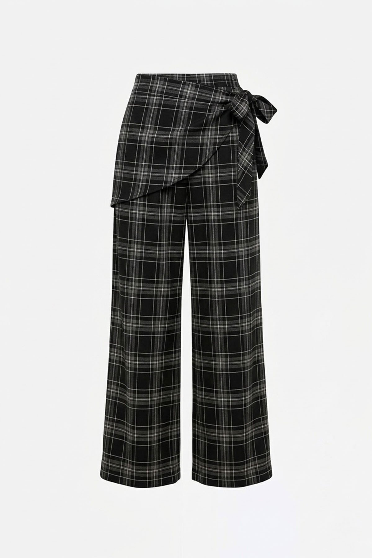 BSK Fular Detaylı Ekoseli Tailored Fit Pantolon