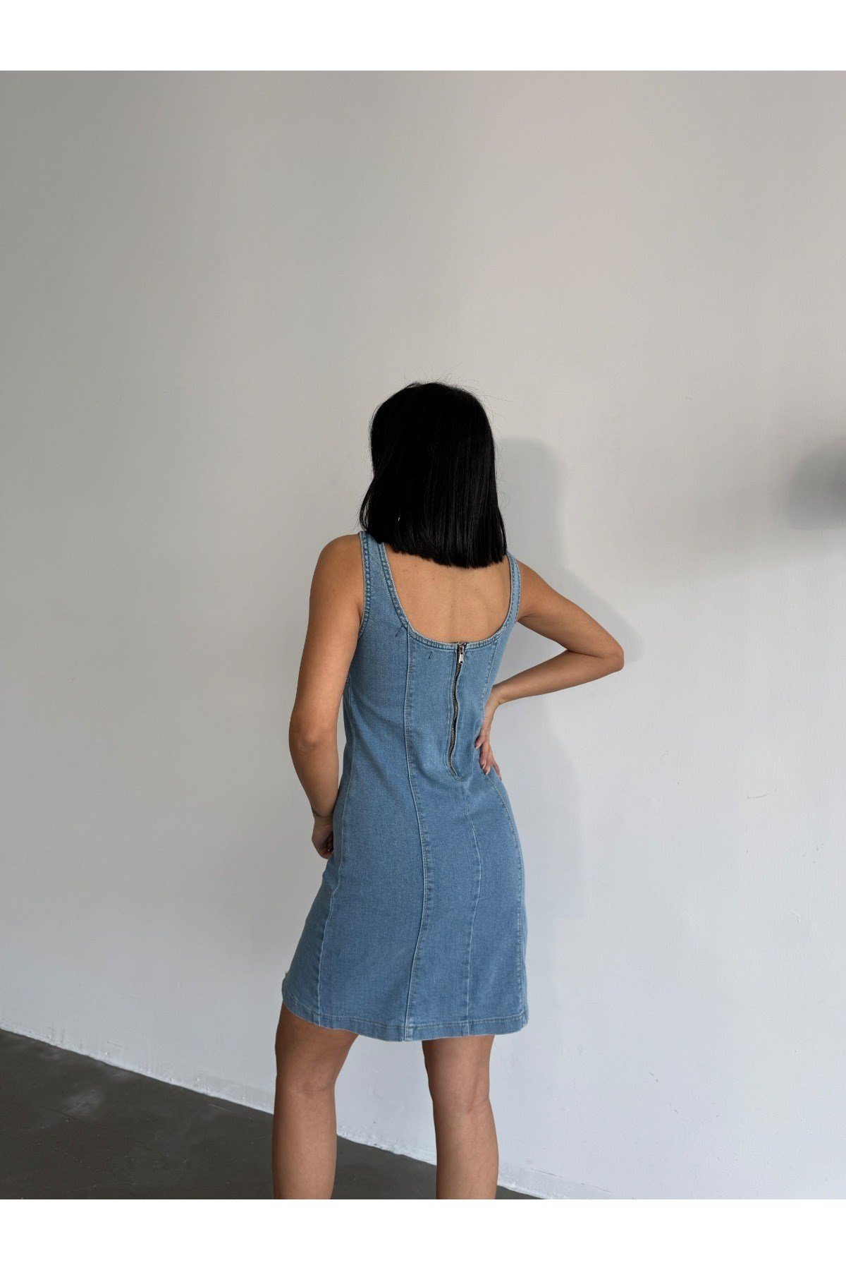 Denim Likralı Tasarım Kot Elbise