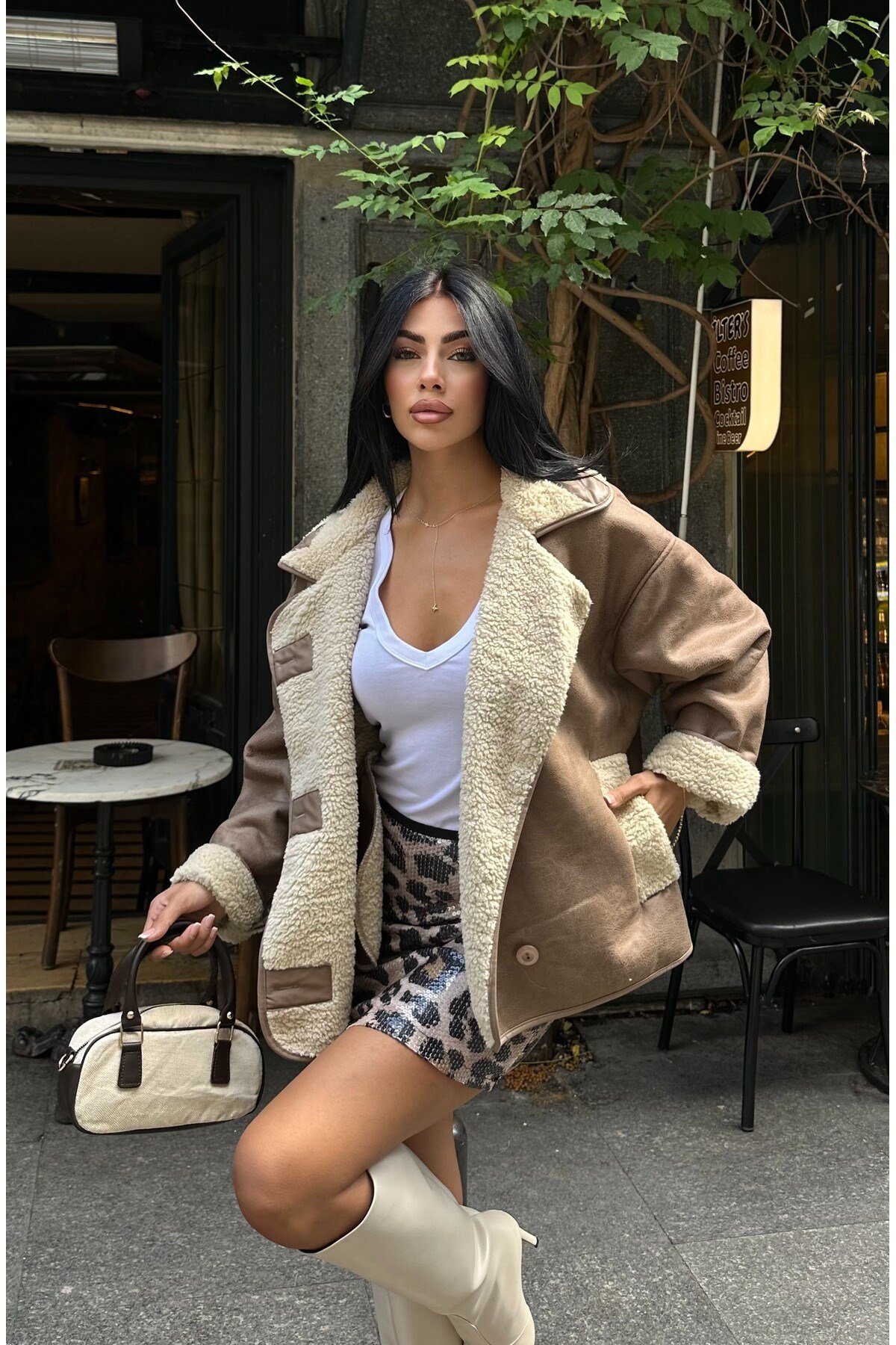 Kadın Açık Kahverengi Oversize Ceket