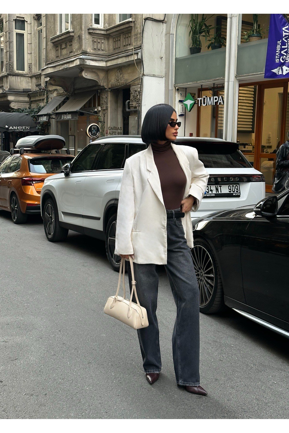 Kadın Baggy Jean Yüksek Bel Palazzo Esnek Kot Pantolon