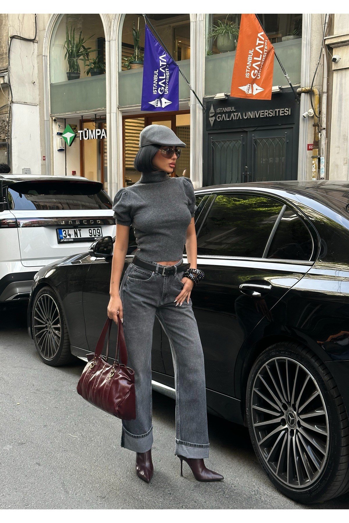 Kadın Baggy Jean Yüksek Bel Palazzo Esnek Kot Pantolon