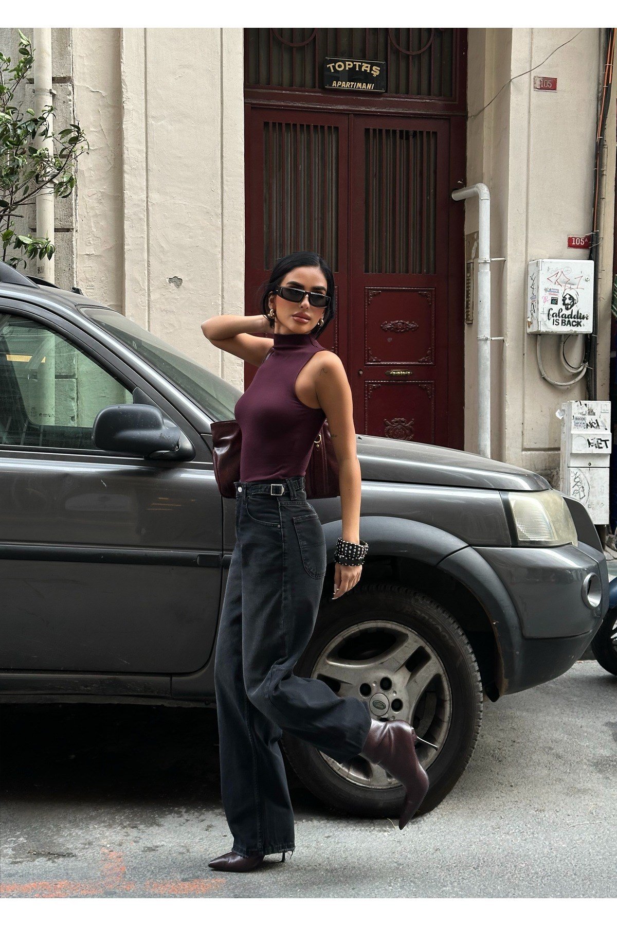 Kadın Baggy Jean Yüksek Bel Palazzo Esnek Kot Pantolon