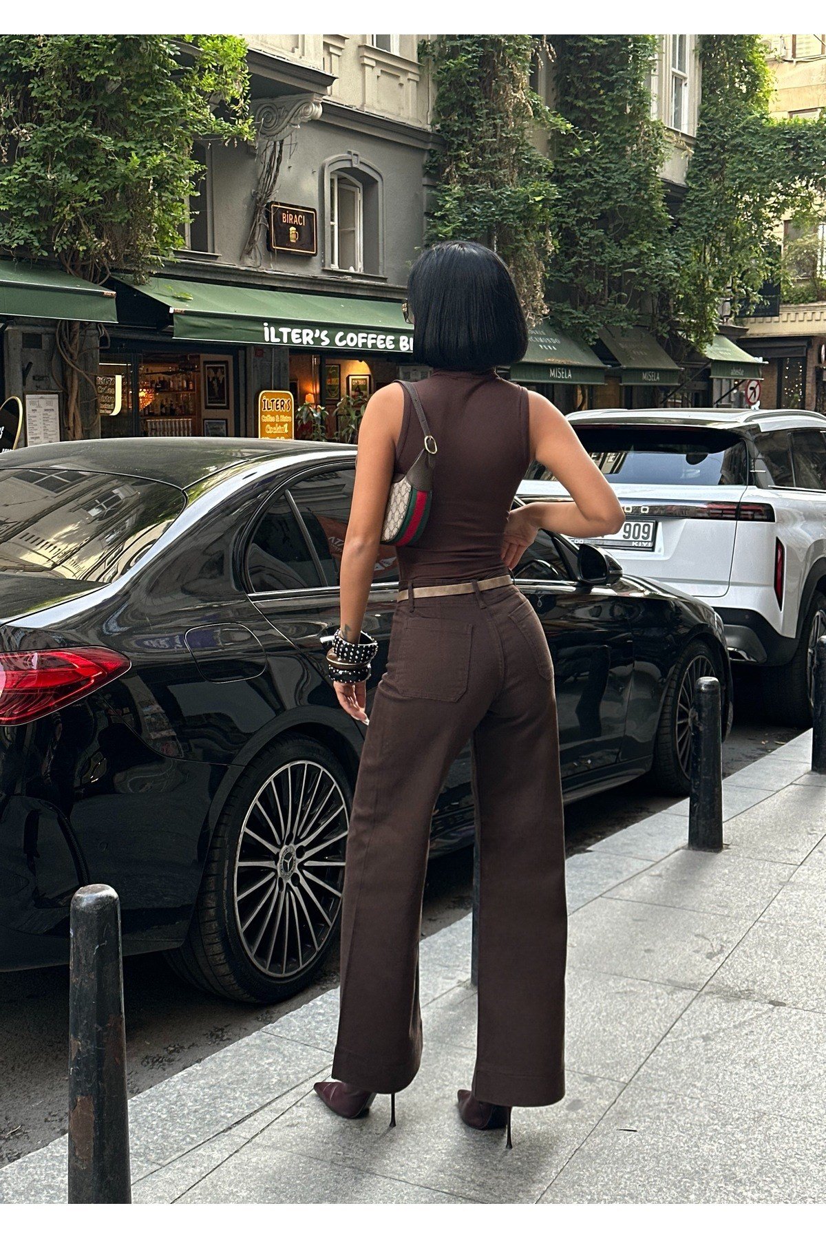 Kadın Baggy Jean Yüksek Bel Palazzo Esnek Kot Pantolon
