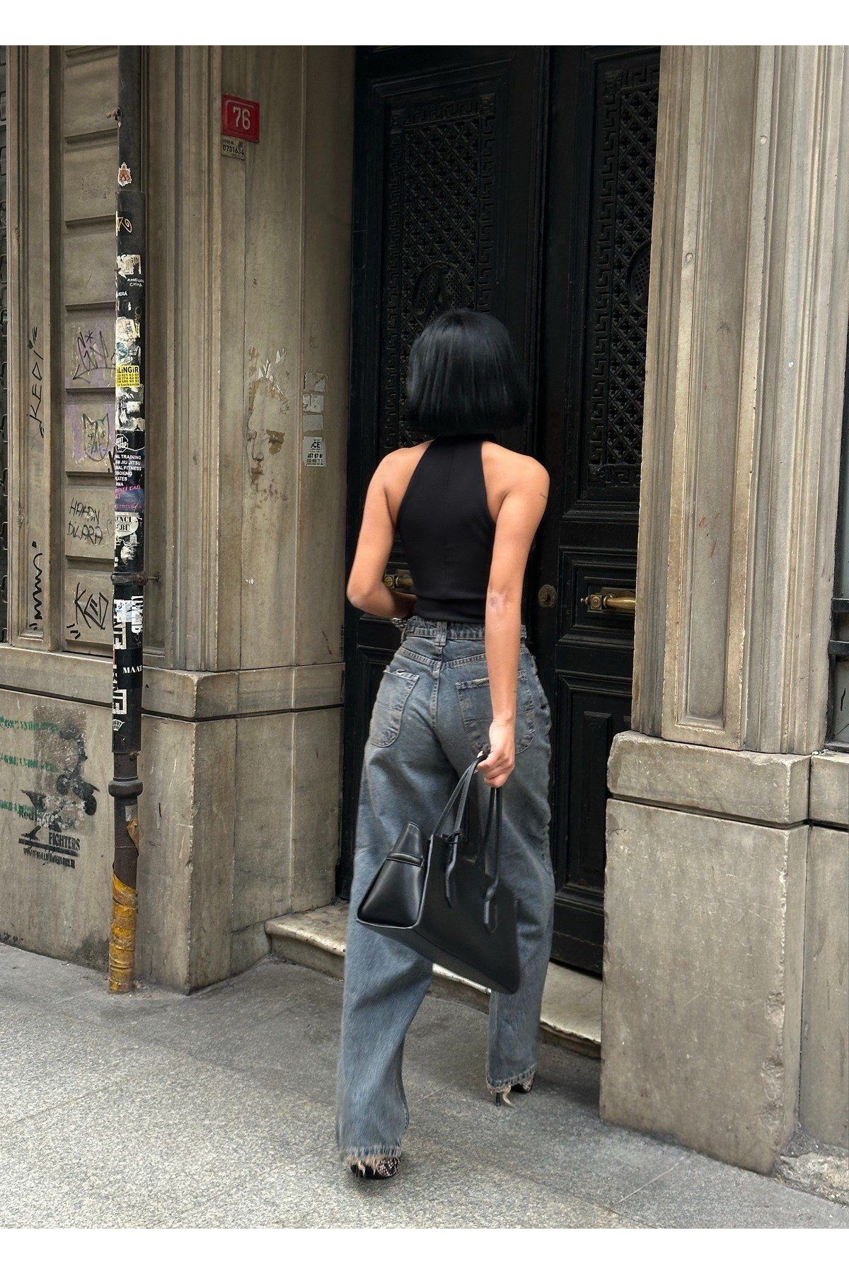 Kadın Baggy Jean Yüksek Bel Palazzo Esnek Kot Pantolon