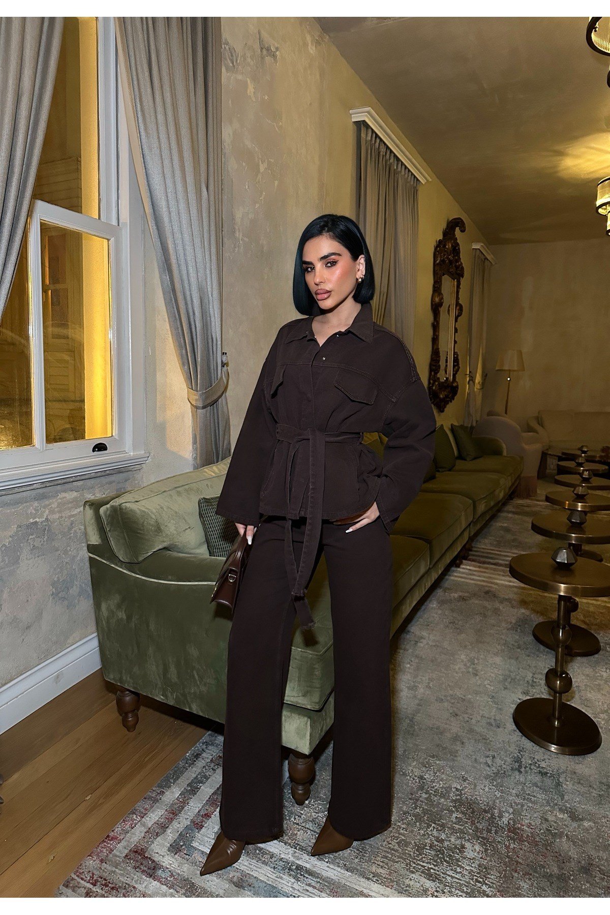 Kadın Denim Bağlamalı Kot Takım