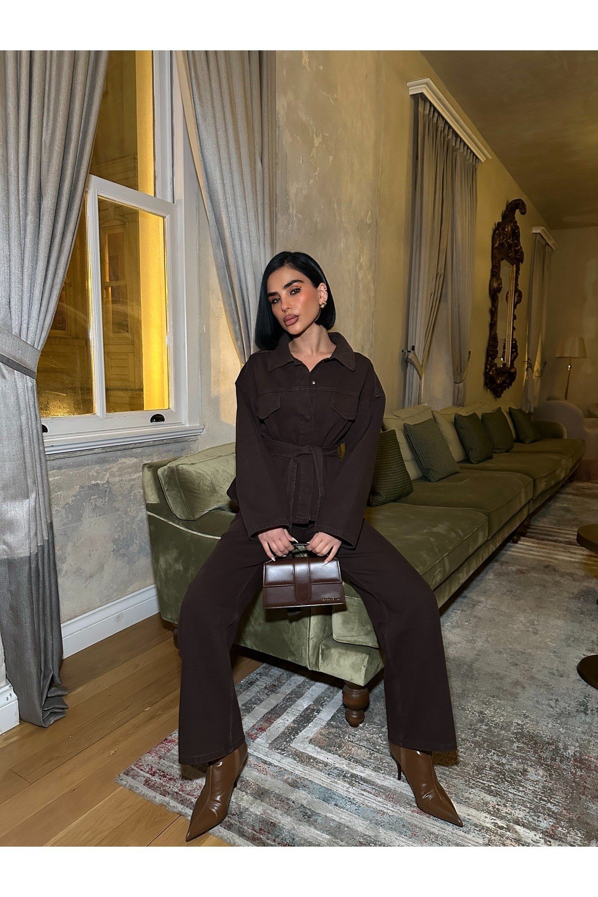 Kadın Denim Bağlamalı Kot Takım