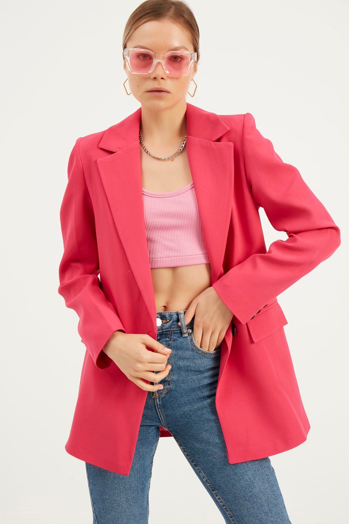 Kadın Fuşya Blazer Ceket